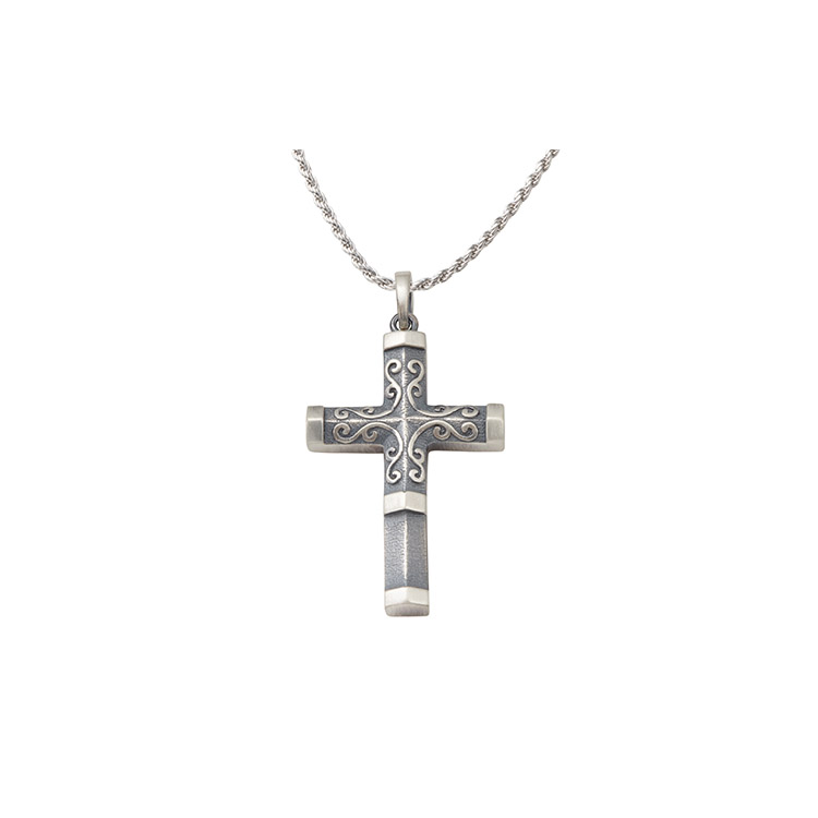Silver Embossed Cross Pendant
